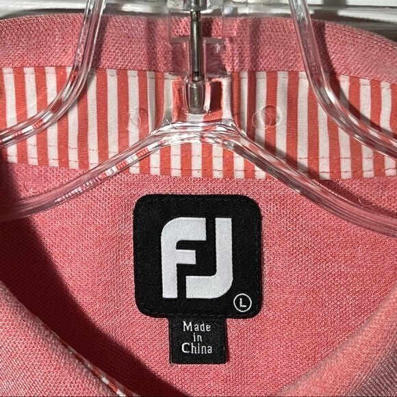 FootJoy Men’s Athletic Fit Solid PoloShirt SZ L, Salmon w/tiny unnoticeable mark - Picture 8 of 9